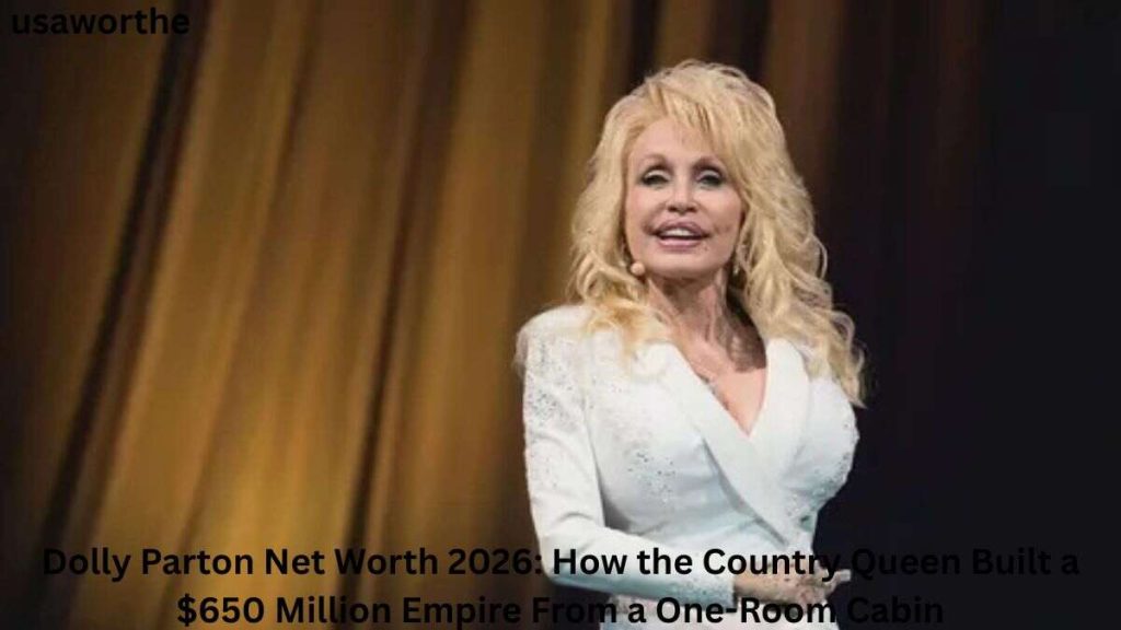 Dolly Parton performing on stage in a white outfit, highlighting the success story behind Dolly Parton Net Worth 2026.