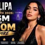 Dua Lipa featured in a luxury-themed collage highlighting Dua Lipa Net Worth 2026 and career success