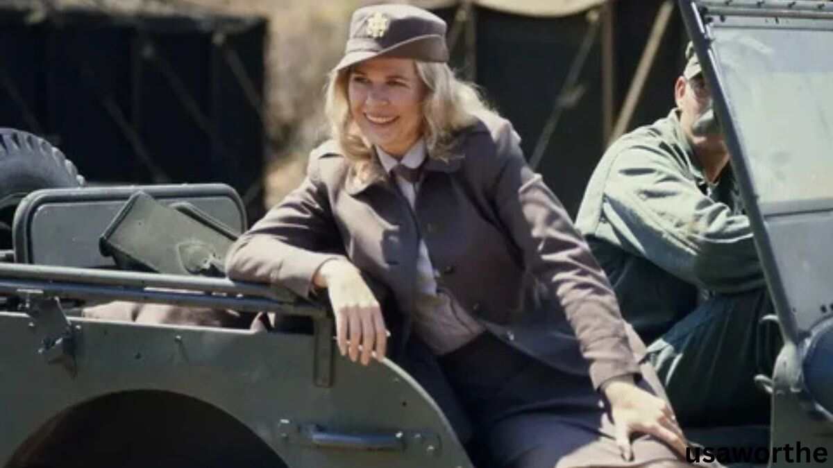 Loretta Swit in military costume during a classic television scene, showcasing her iconic acting career and Loretta Swit Net Worth journey.