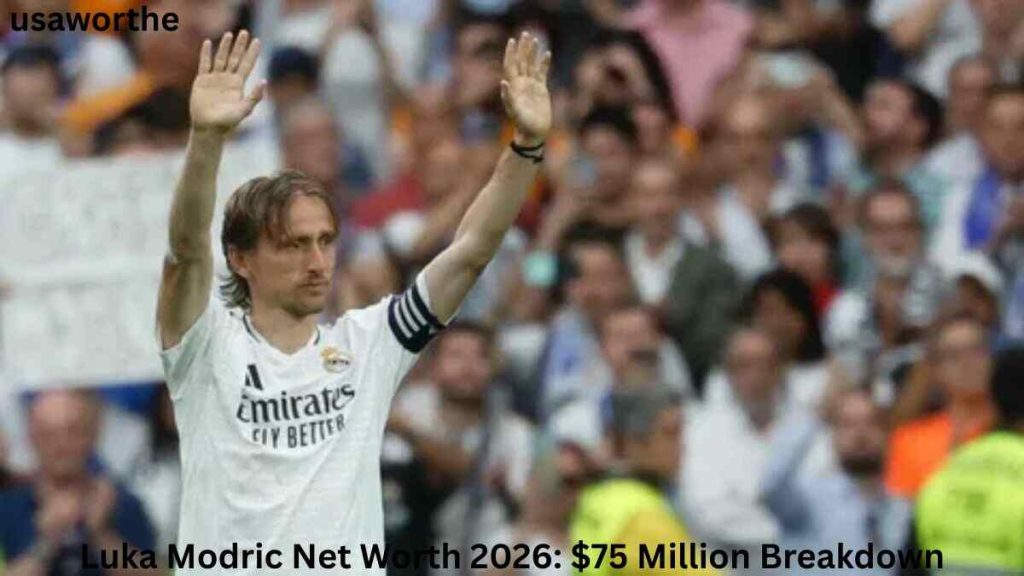 Luka Modric waves to fans at Santiago Bernabéu during a tribute event, highlighting Luka Modric Net Worth 2026: $75 Million Breakdown.