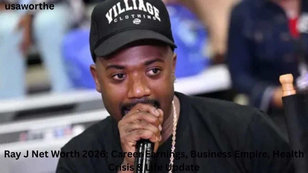 Ray J speaking into a microphone during a public appearance, highlighting the story behind Ray J Net Worth 2026 and his business ventures.