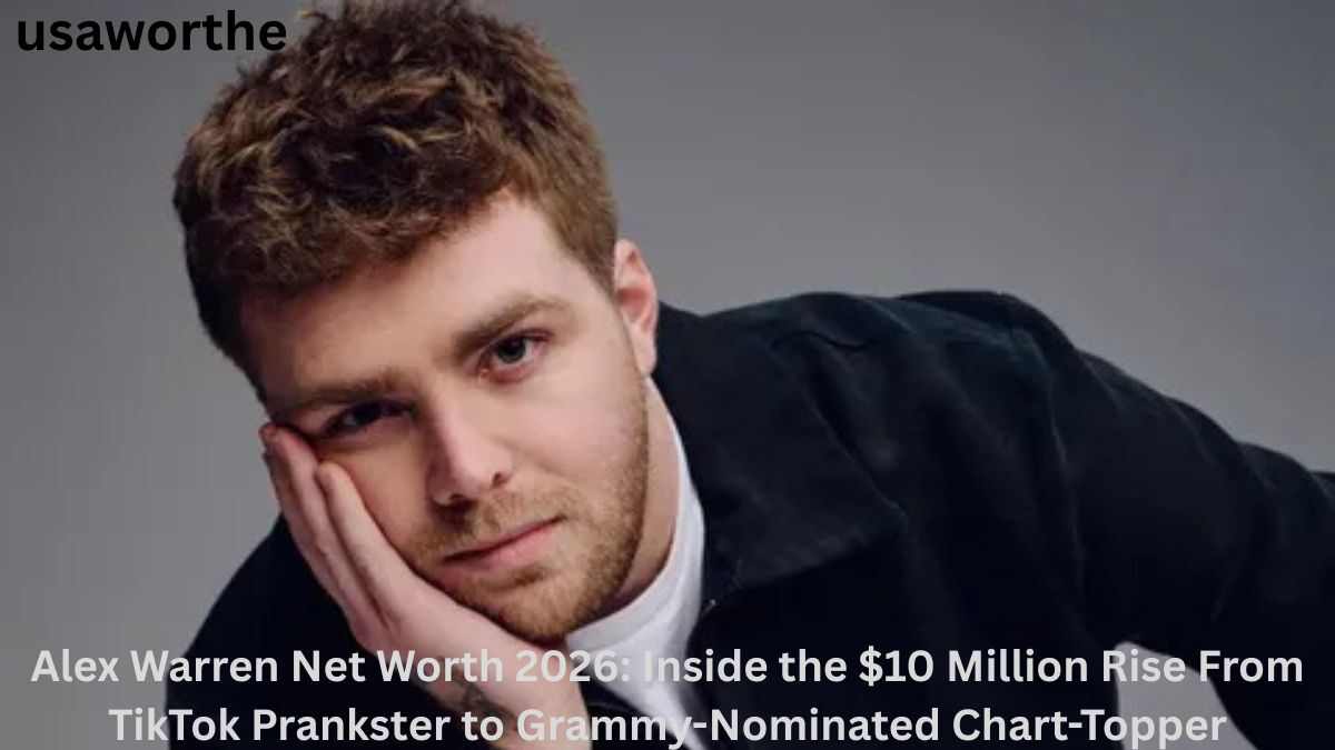Alex Warren Net Worth 2026 – Alex Warren posing in a black jacket during a promotional photoshoot for his music career and growing fortune.