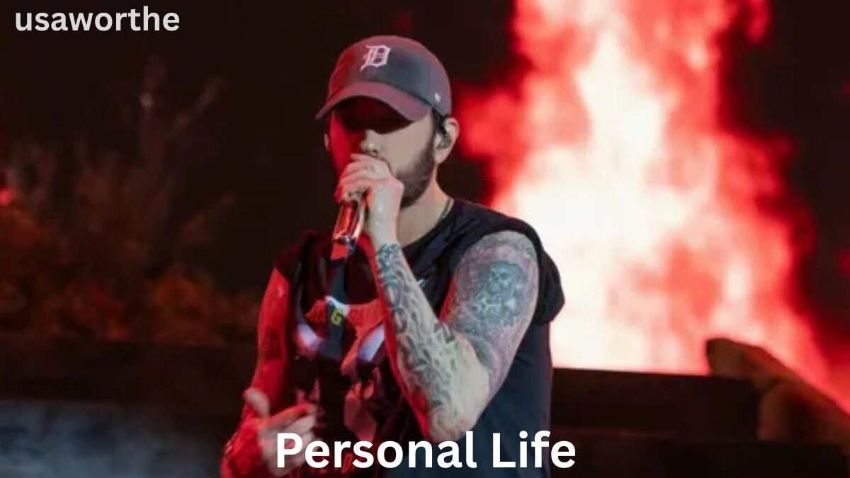 Eminem Net Worth 2026 image of Eminem performing on stage highlighting his personal life and career