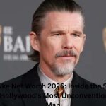 Ethan Hawke Net Worth 2026 featuring the acclaimed actor attending a red carpet event in a black suit