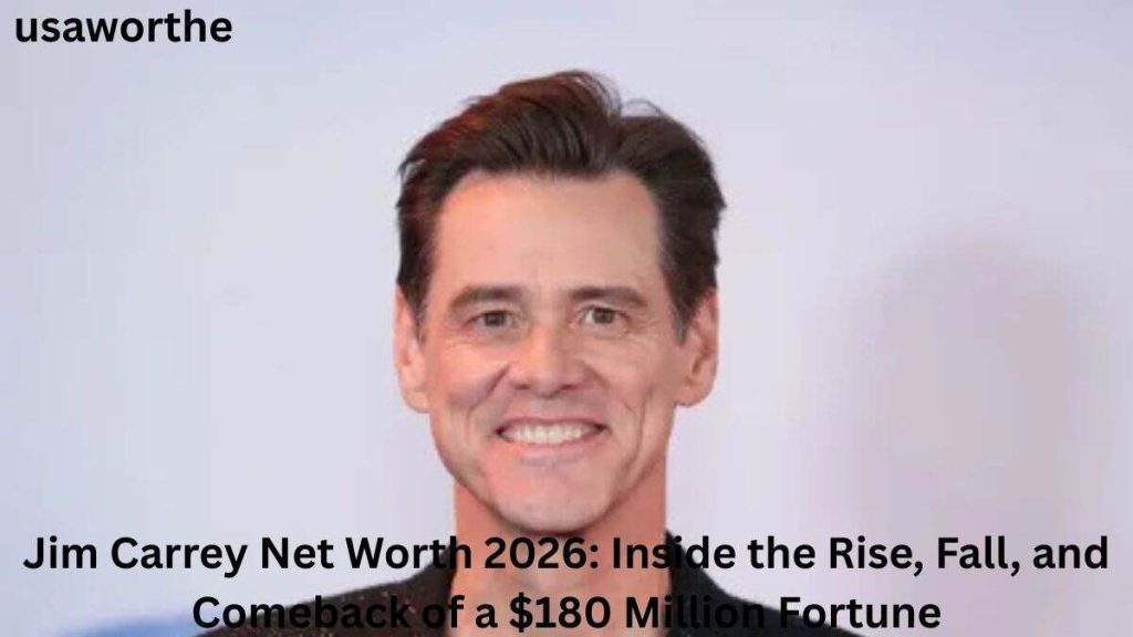 Jim Carrey smiling at a public event, highlighting his estimated $180 million net worth in 2026 after decades of blockbuster films, investments, and career success.